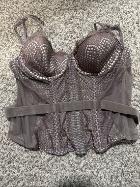 Victoria's Secret Gray Lace Bustier Crop Top
